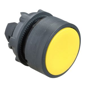 Glava žutog upuštenog tipkala promjera 22, opružni povrat, neoznačena