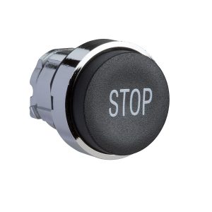 Glava crnog istaknutog tipkala promjera 22, opružni povrat, STOP