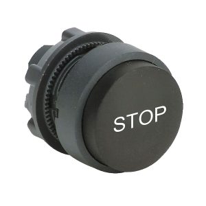 Glava crnog istaknutog tipkala promjera 22, opružni povrat, STOP