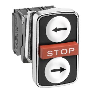 Upušteno bijelo, istaknuto crveno, upušteno bijelo tipkalo s 3 glave, promjera 22, 2R i 1M kontakt