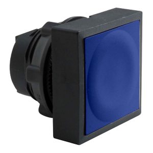 Glava plavog pravokutnog upuštenog tipkala promjera 22, opružni povrat, neoznačeno