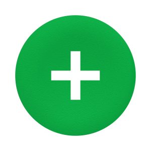 Kapica zelena, oznaka +,  za pravokutno tipkalo s više glava, promjera 22