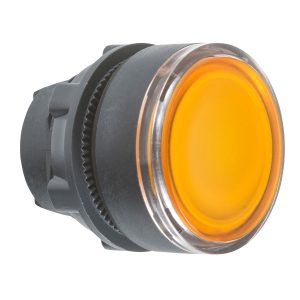 Glava narančastog upuštenog svjetlećeg tipkala promjera 22, opružni povrat, za integralni LED