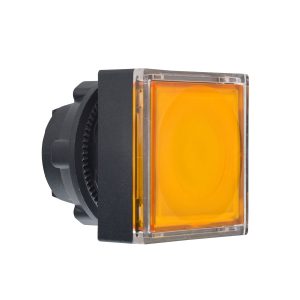 Glava narančastog pravokutnog upuštenog svjetlećeg tipkala promjera 22, opružni povrat, za integralni LED