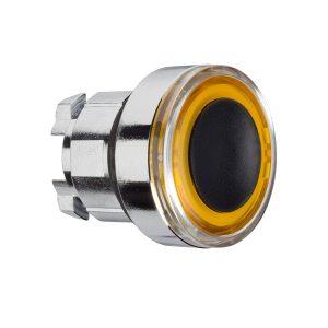 Glava narančastog upuštenog svjetlećeg tipkala promjera 22, opružni povrat, za integralni LED
