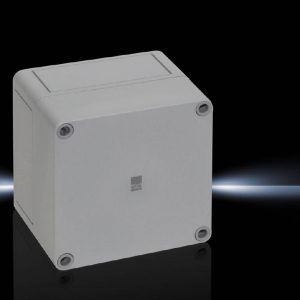 Kutija PK polikarbonatna, 110x110x90 mm, bez otvora za uvodnice, 110x110x90 mm, ojačano staklenim vlaknima, sa sivim poklopcem