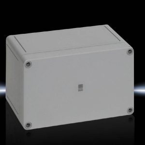 Kutija PK polikarbonatna, 180x110x90 mm, bez otvora za uvodnice, 180x110x90 mm, ojačano staklenim vlaknima, sa sivim poklopcem