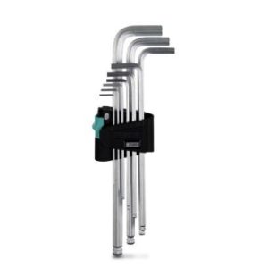 Set kutnih imbusa, hex veličina 1.5, 2, 2.5, 3, 4, 5, 6, 8 i 10 mm2 s kružnom glavom, kromirano, u praktičnom nosaču SF-LHEX SET