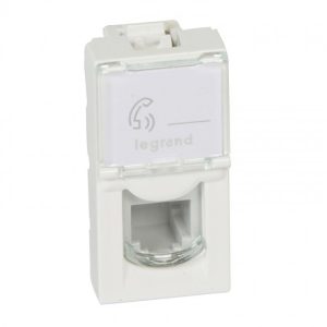 Utičnica Mosaic, telefonska, 4 kontakta, 1 modul, bijela