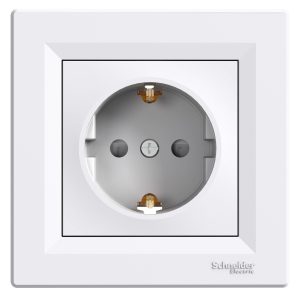 Utičnica Asfora, 16A, s bočnim uzemljenjem i zaštitom, bijela