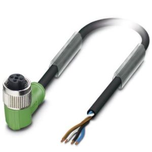Senzor/actuator kabel, 1,5 m, 4 konekcije, PUR, bez halogena, sivo-crni, s kutnim ženskim konektorom M12, SAC-4P- 1,5-PUR/M12FR
